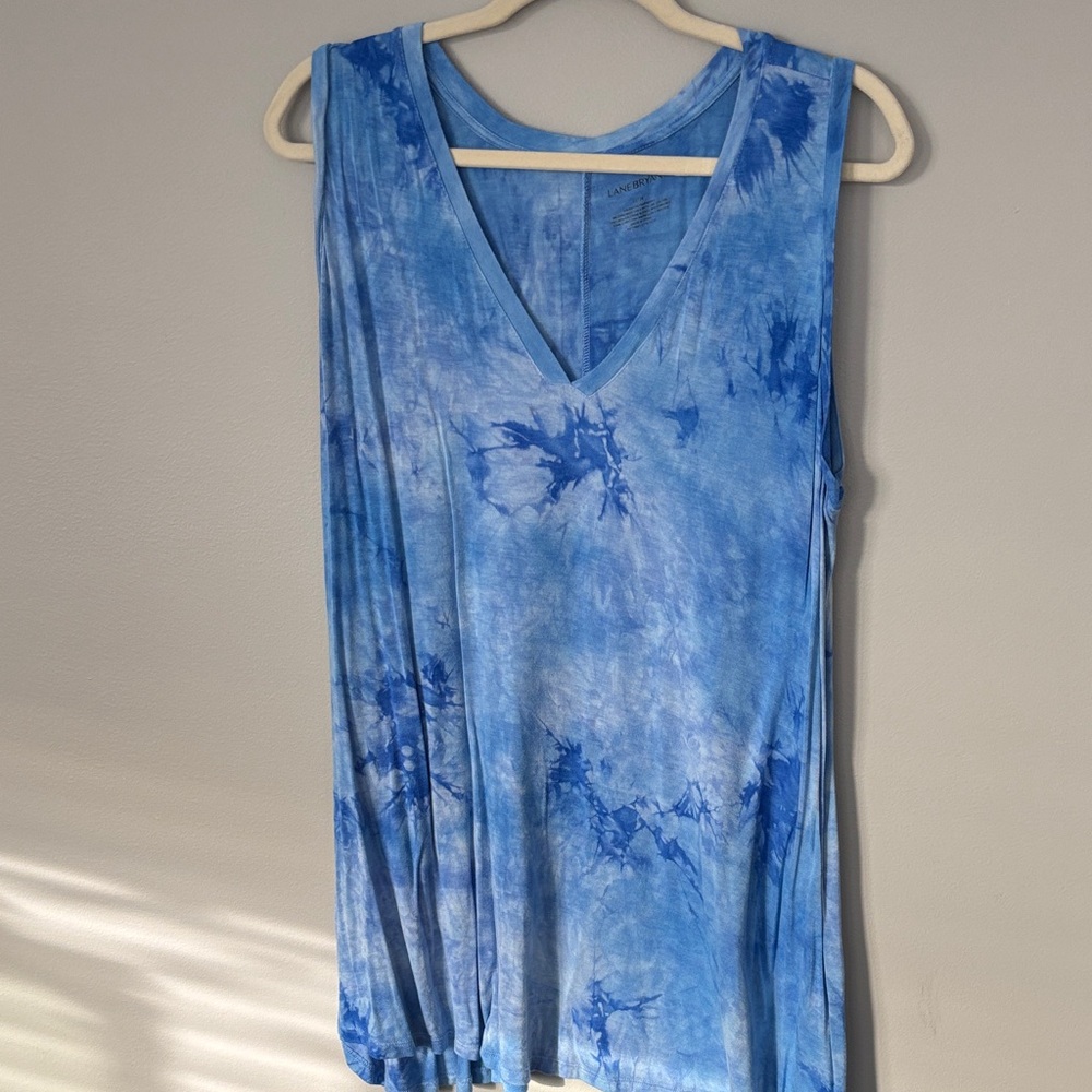 Lane Bryant Blue Tie-Dye V-Neck Tank